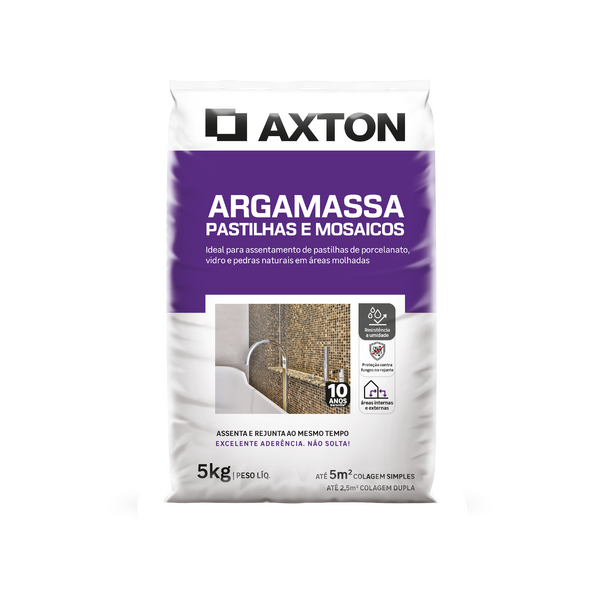Argamassa Pastilhas e Mosaicos Interno e Externo 5kg Branco Axton